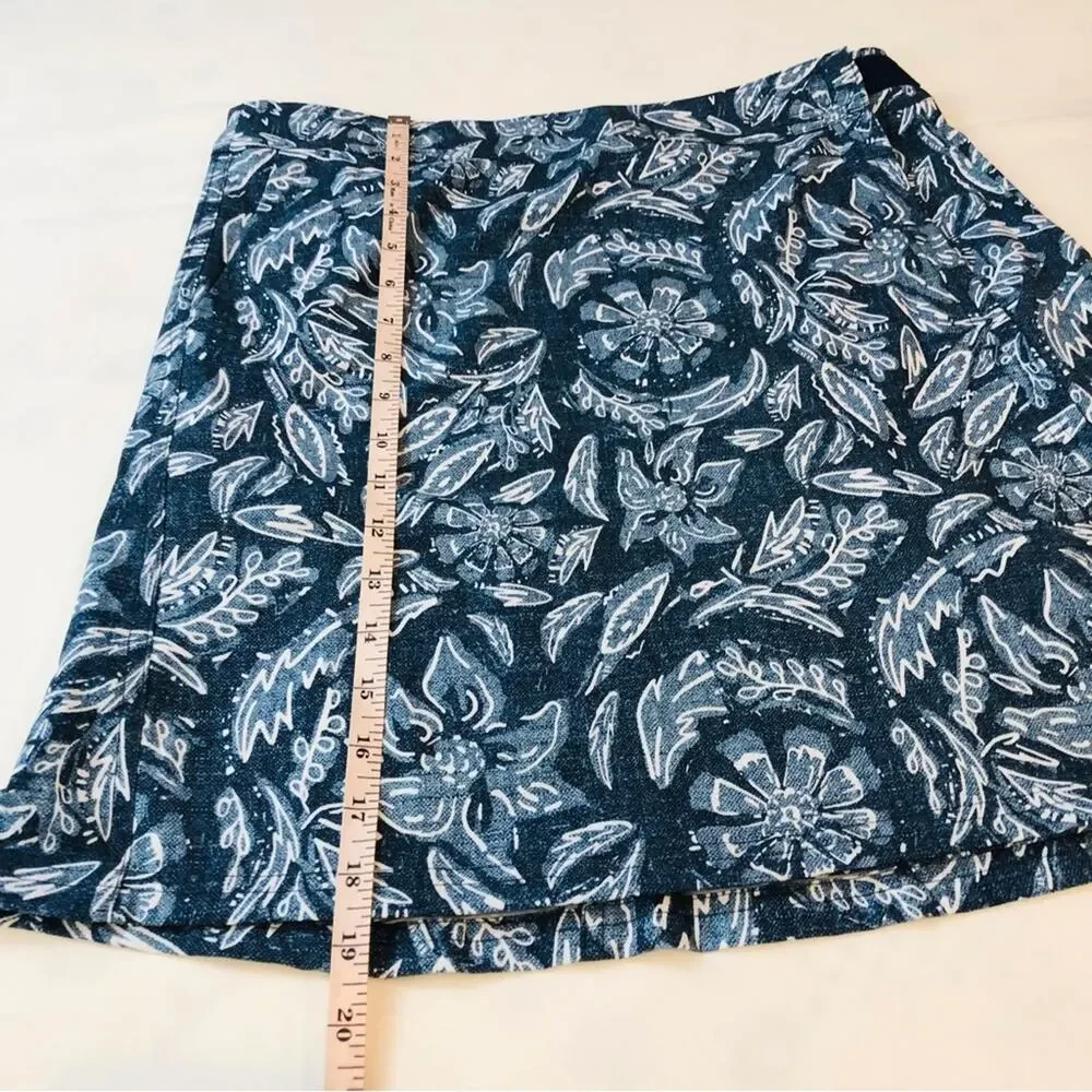 Rip Skirt Blue Rustica Denim Print Adjustable Wrap Waist Lightweight Comfort - Picture 10 of 16